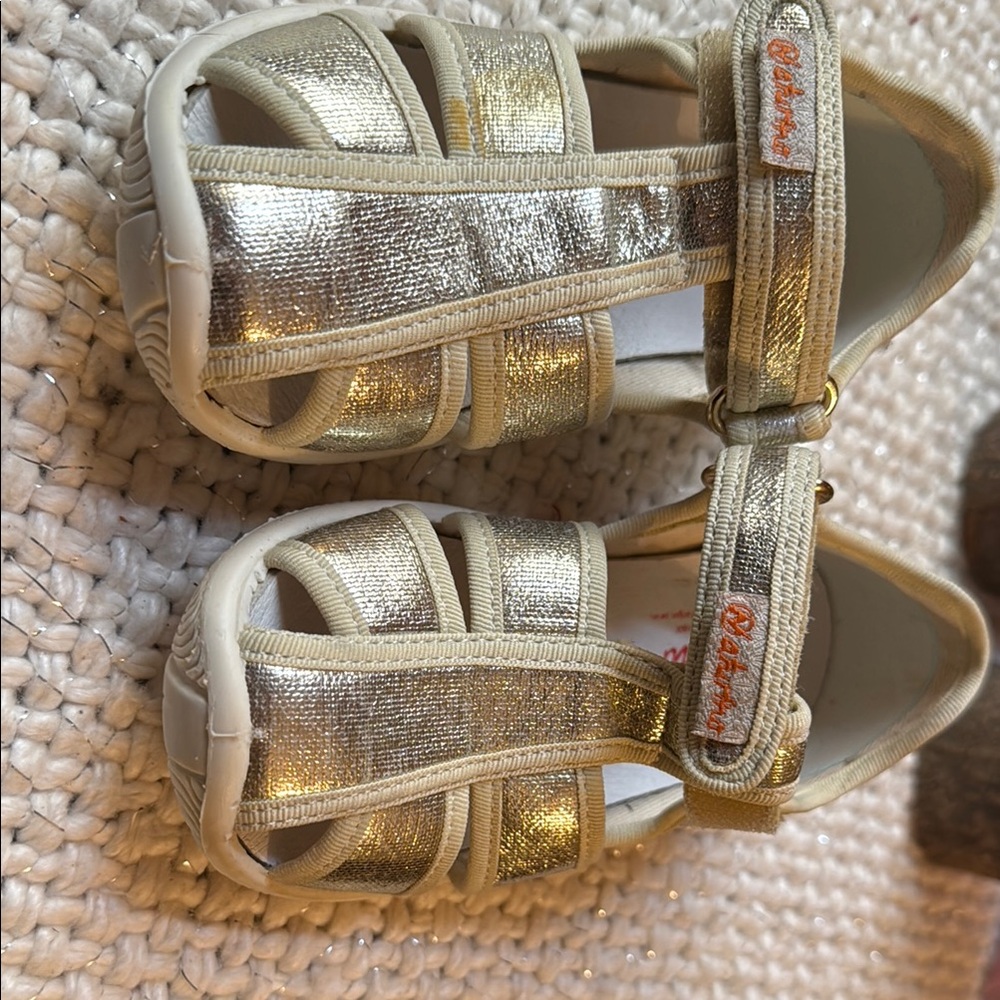 Gold Kids Shoes with Velcro Strap